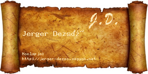 Jerger Dezső névjegykártya